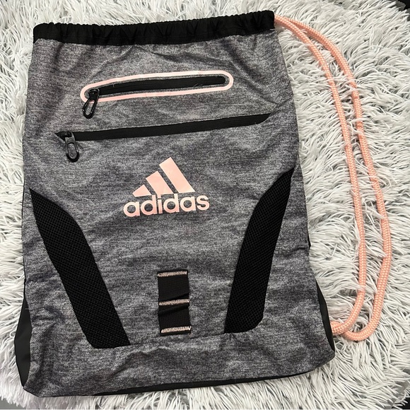Adidas Alliance 2 Sackpack Training Bag Black Gray Coral - Picture 3 of 5